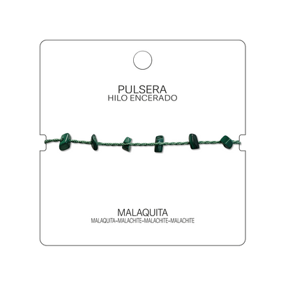 Pulsera Hilo encerado con Malaquita - Chips de piedra
