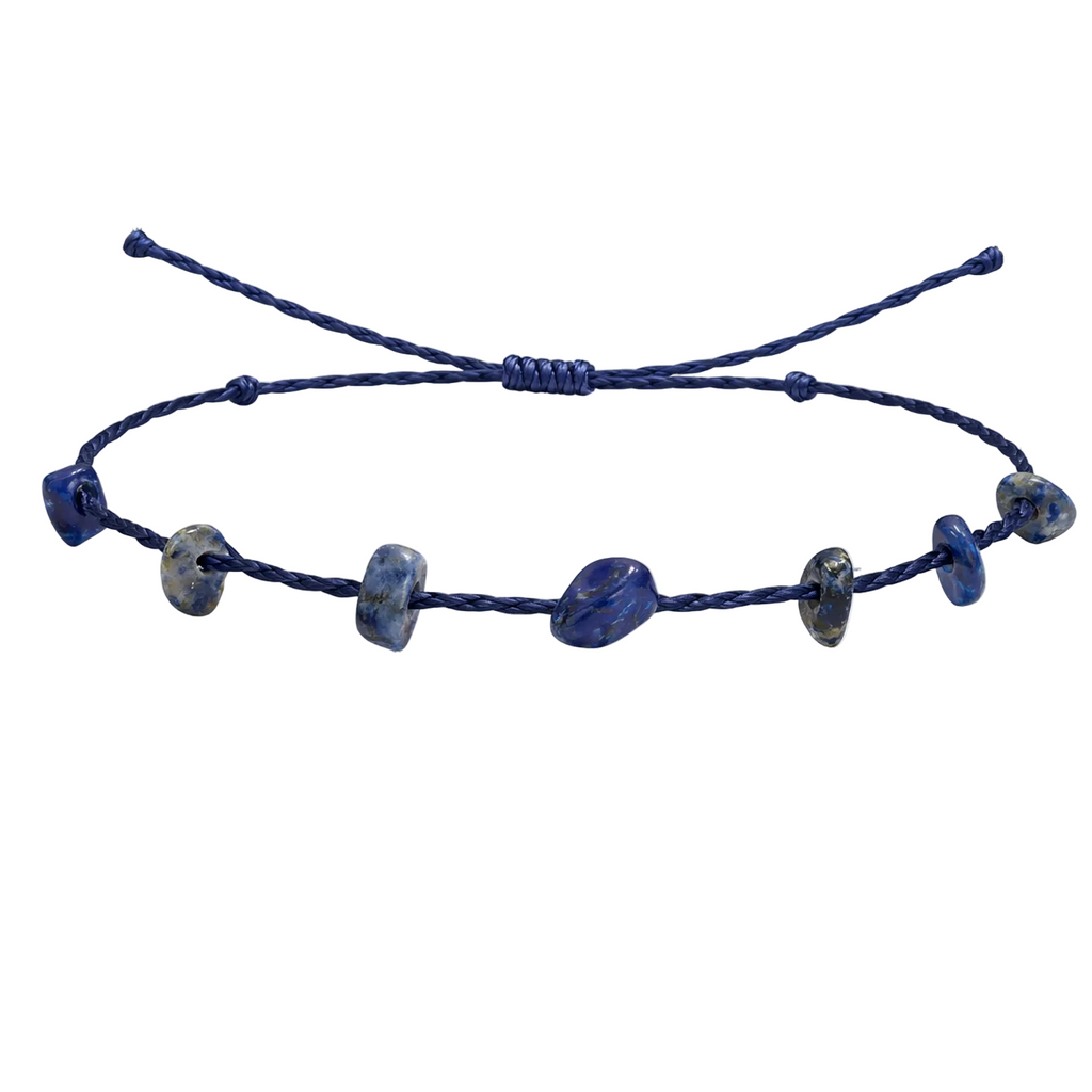 Pulsera Hilo encerado con Lapislázuli - Chips de piedra cotigo