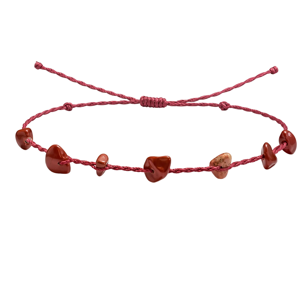 Pulsera Hilo encerado con Jaspe Rojo - Chips de piedra cotigo