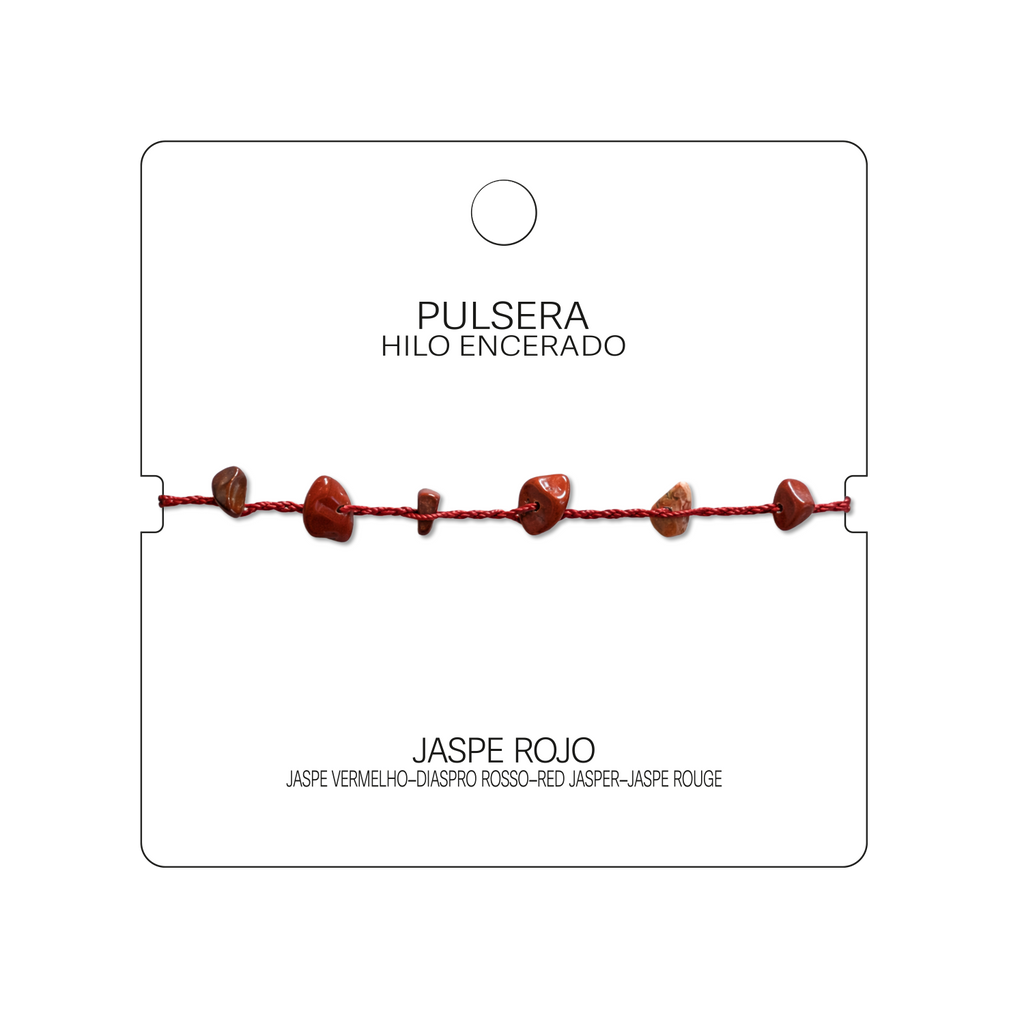 Pulsera Hilo encerado con Jaspe Rojo - Chips de piedra cotigo