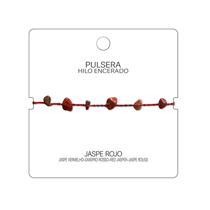Pulsera Hilo encerado con Jaspe Rojo - Chips de piedra