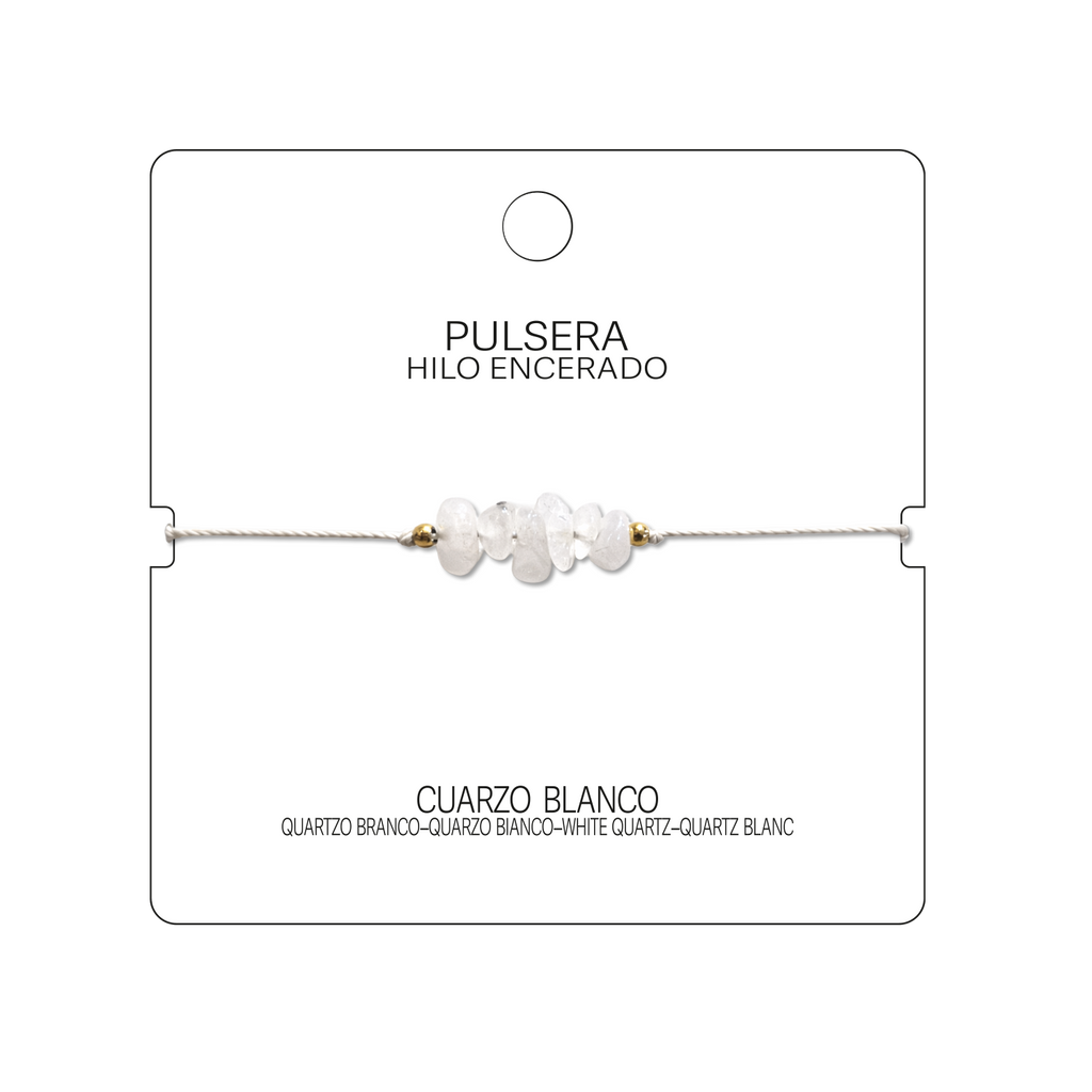 Pulsera Hilo encerado con Cuarzo Blanco - Piedra en bruto cotigo