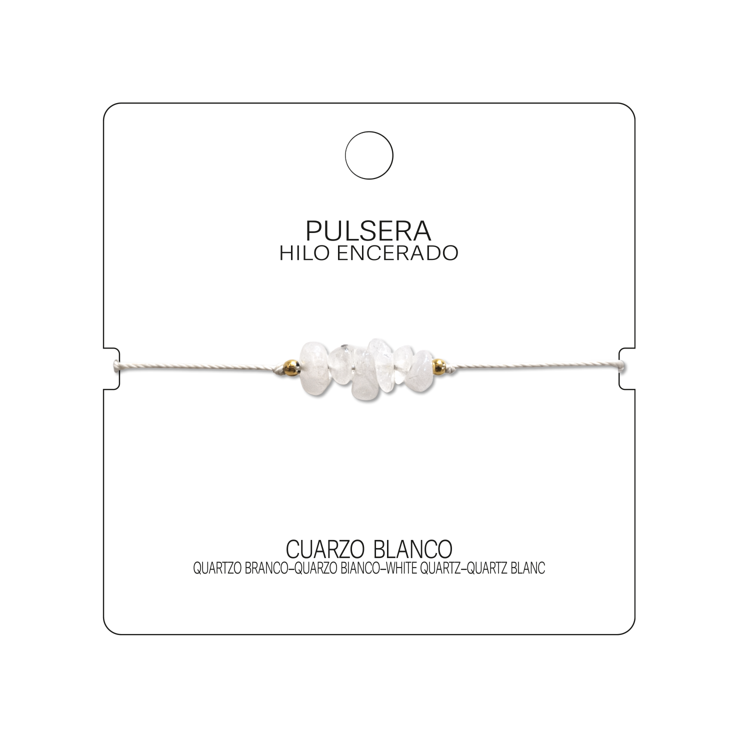 Pulsera Hilo encerado con Cuarzo Blanco - Piedra en bruto cotigo