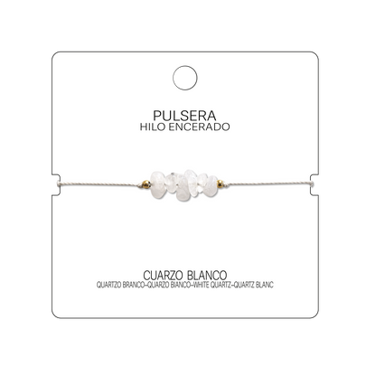 Pulsera Hilo encerado con Cuarzo Blanco - Piedra en bruto