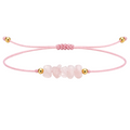 Pulsera Hilo encerado con Cuarzo Rosa - Piedra en bruto cotigo