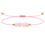 Pulsera Hilo encerado con Cuarzo Rosa - Piedra en bruto cotigo
