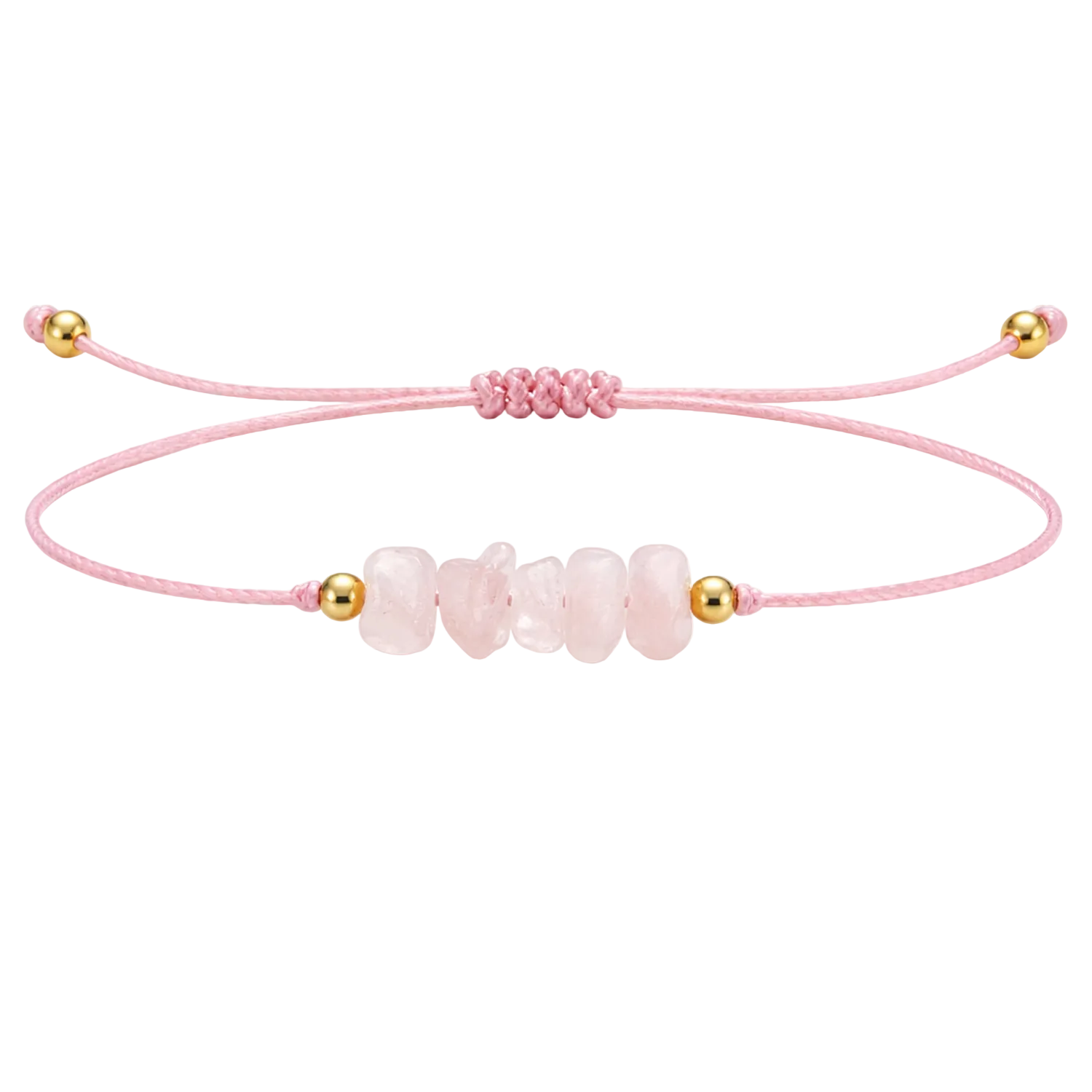 Pulsera Hilo encerado con Cuarzo Rosa - Piedra en bruto cotigo