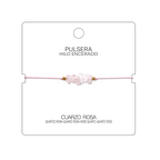 Pulsera Hilo encerado con Cuarzo Rosa - Piedra en bruto cotigo