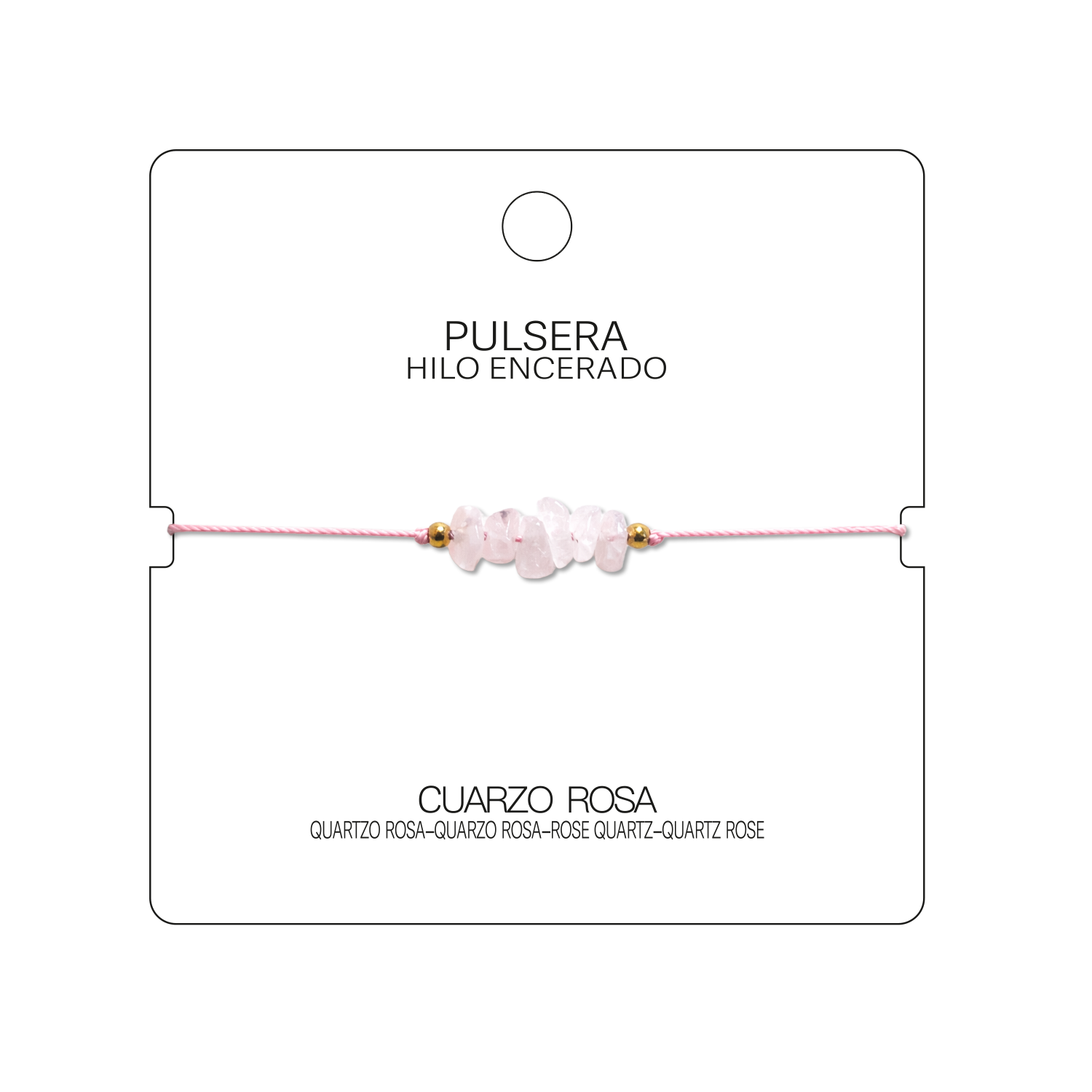 Pulsera Hilo encerado con Cuarzo Rosa - Piedra en bruto cotigo