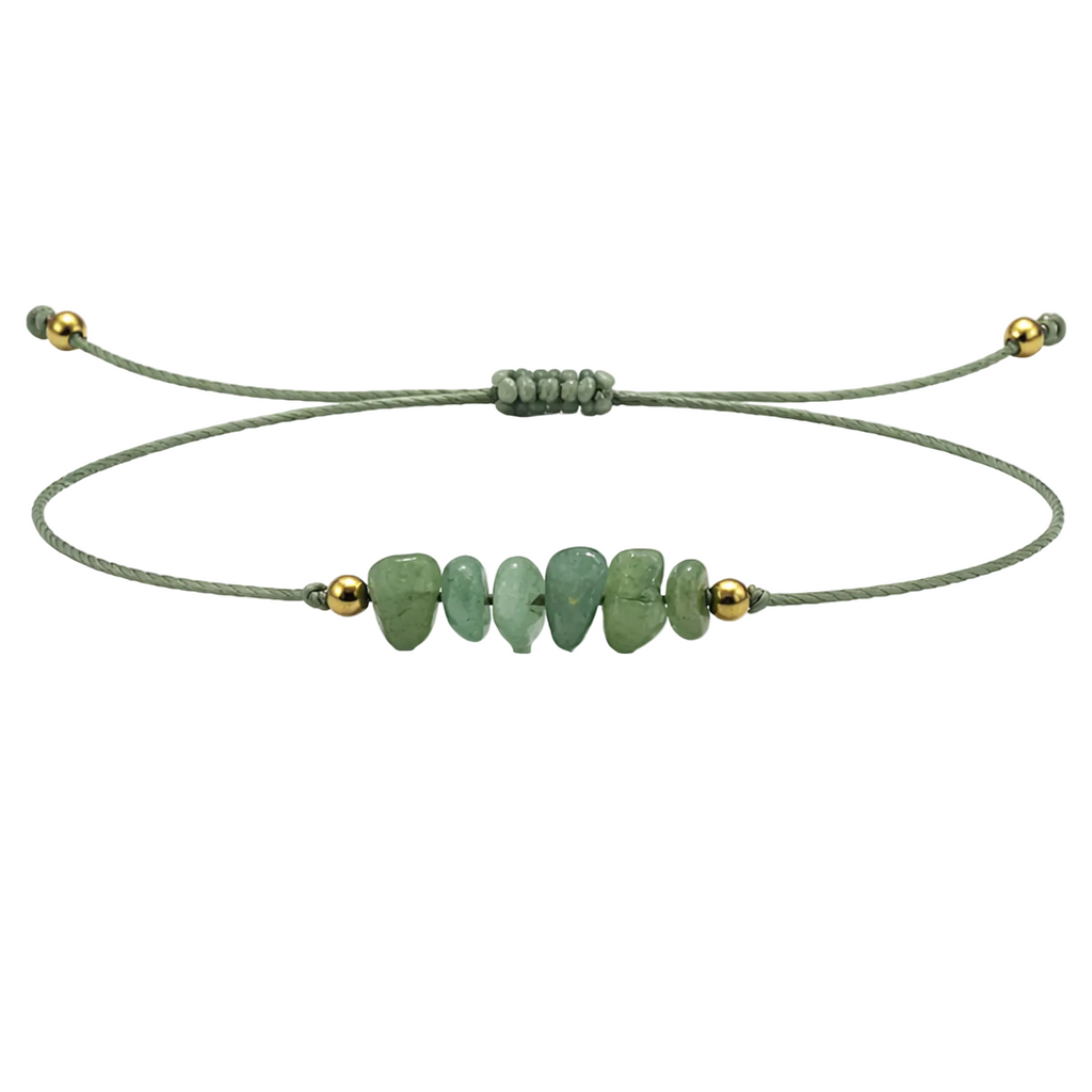 Pulsera Hilo encerado con Aventurina Verde - Piedra en bruto cotigo
