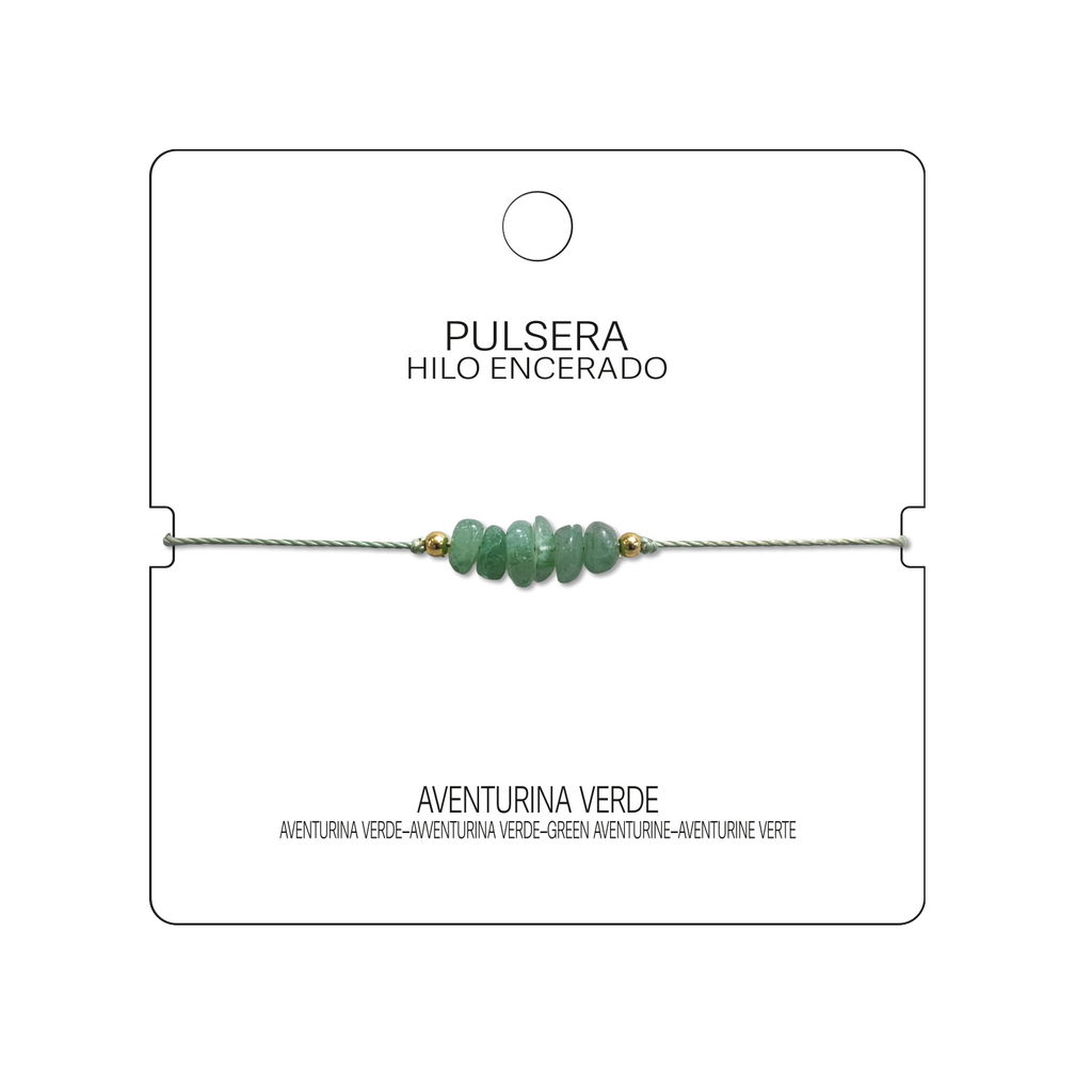 Pulsera Hilo encerado con Aventurina Verde - Piedra en bruto cotigo