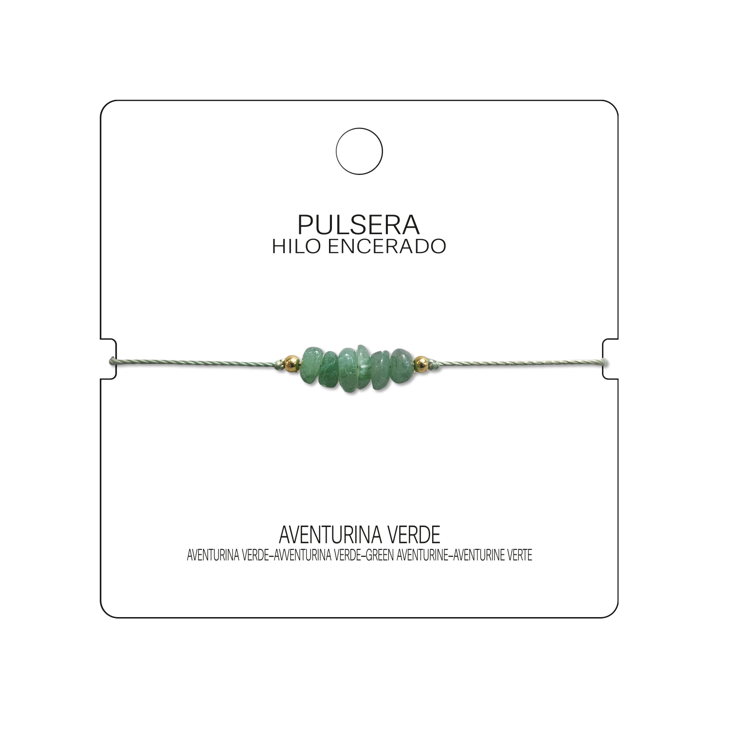 Pulsera Hilo encerado con Aventurina Verde - Piedra en bruto cotigo