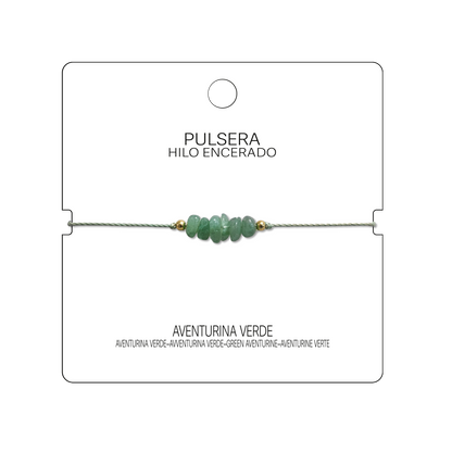 Pulsera Hilo encerado con Aventurina Verde - Piedra en bruto