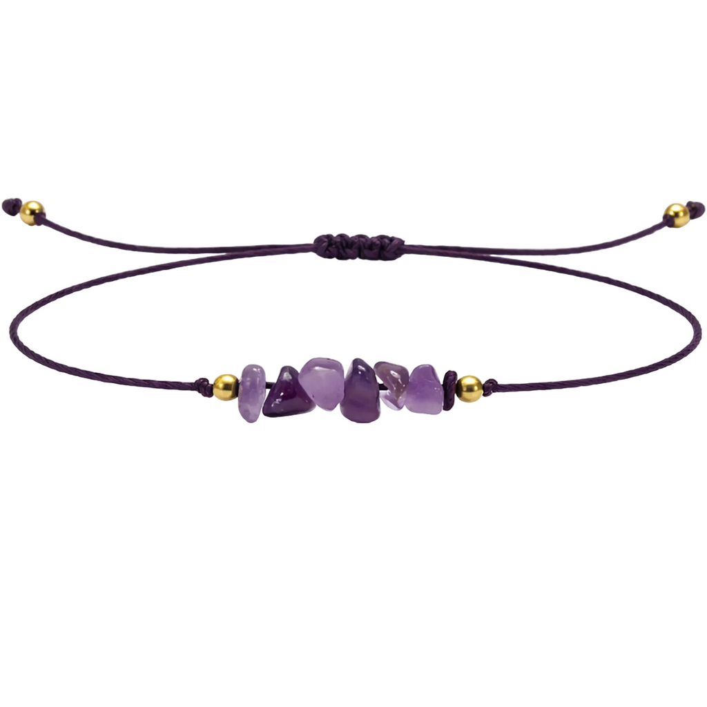 Pulsera Hilo encerado con Amatista - Piedra en bruto cotigo