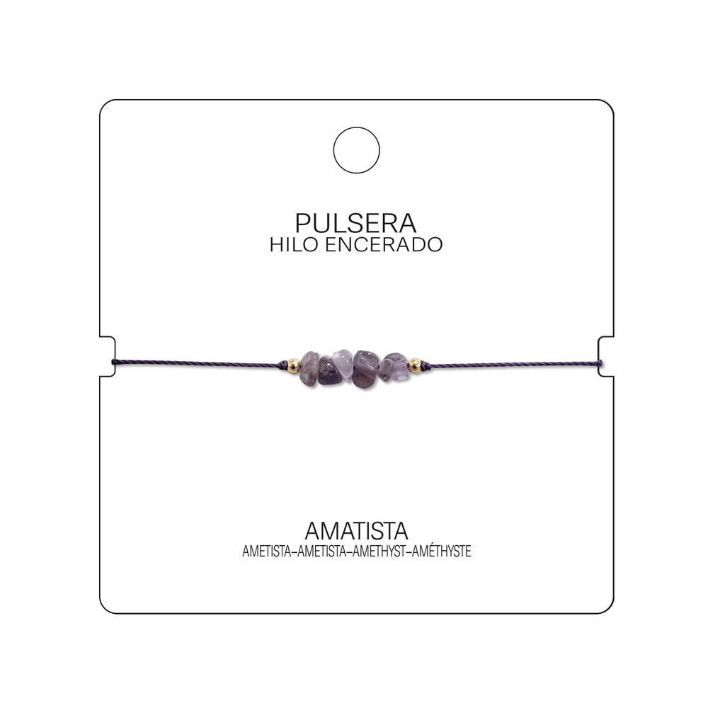Pulsera Hilo encerado con Amatista - Piedra en bruto cotigo
