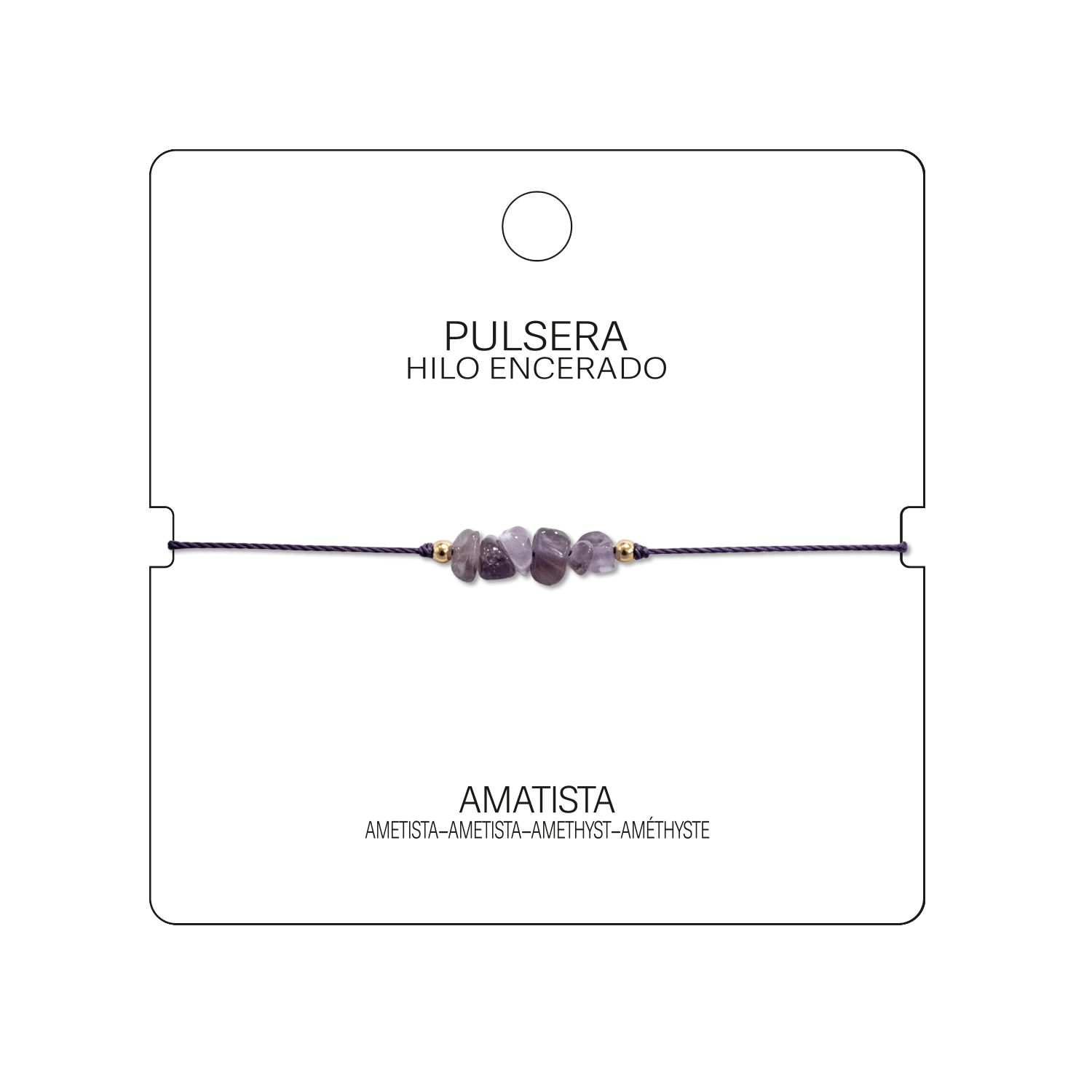 Pulsera Hilo encerado con Amatista - Piedra en bruto cotigo