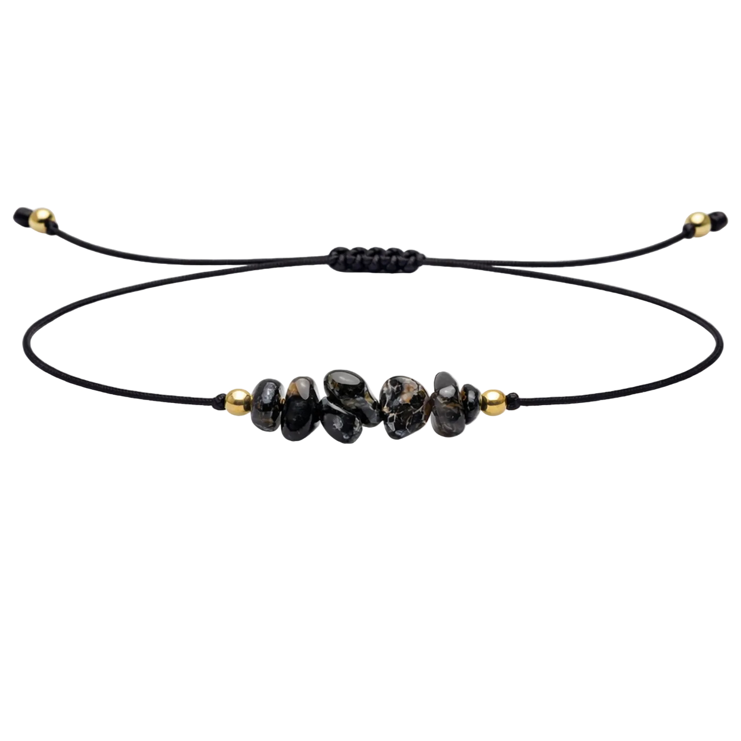 Pulsera Hilo encerado con Agata Negra - Piedra en bruto cotigo
