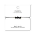 Pulsera Hilo encerado con Agata Negra - Piedra en bruto cotigo