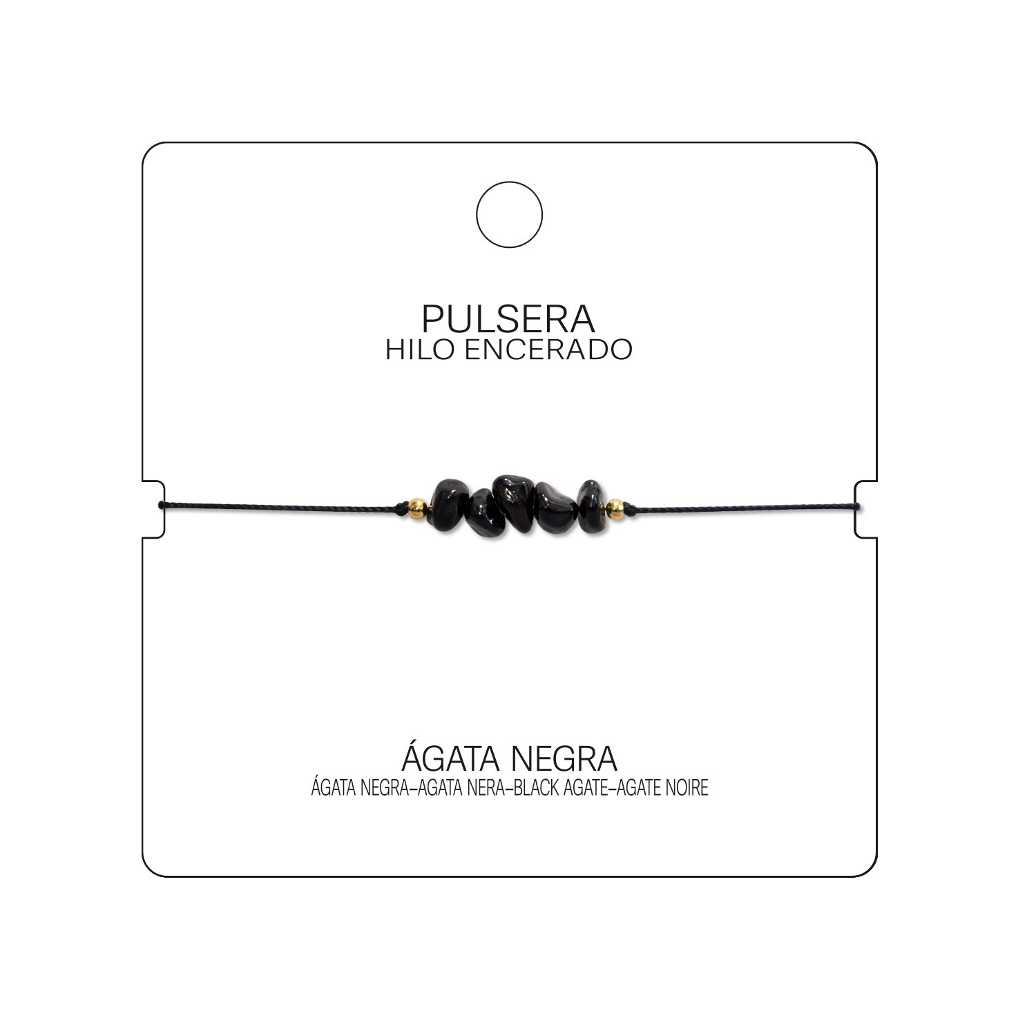 Pulsera Hilo encerado con Agata Negra - Piedra en bruto cotigo