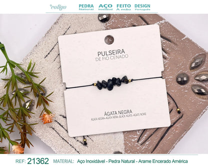 Pulsera Hilo encerado con Agata negra - cotigo