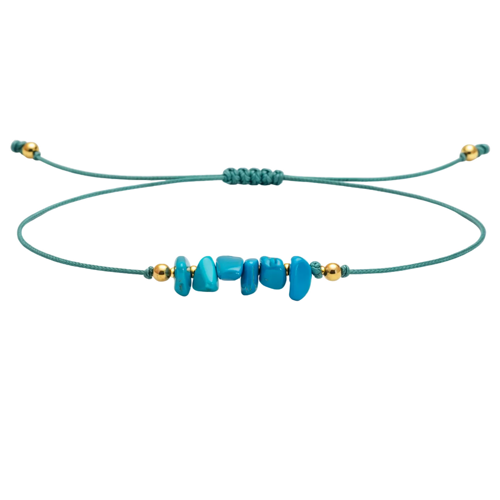 Pulsera Hilo encerado con Turquesa - Piedra en bruto cotigo