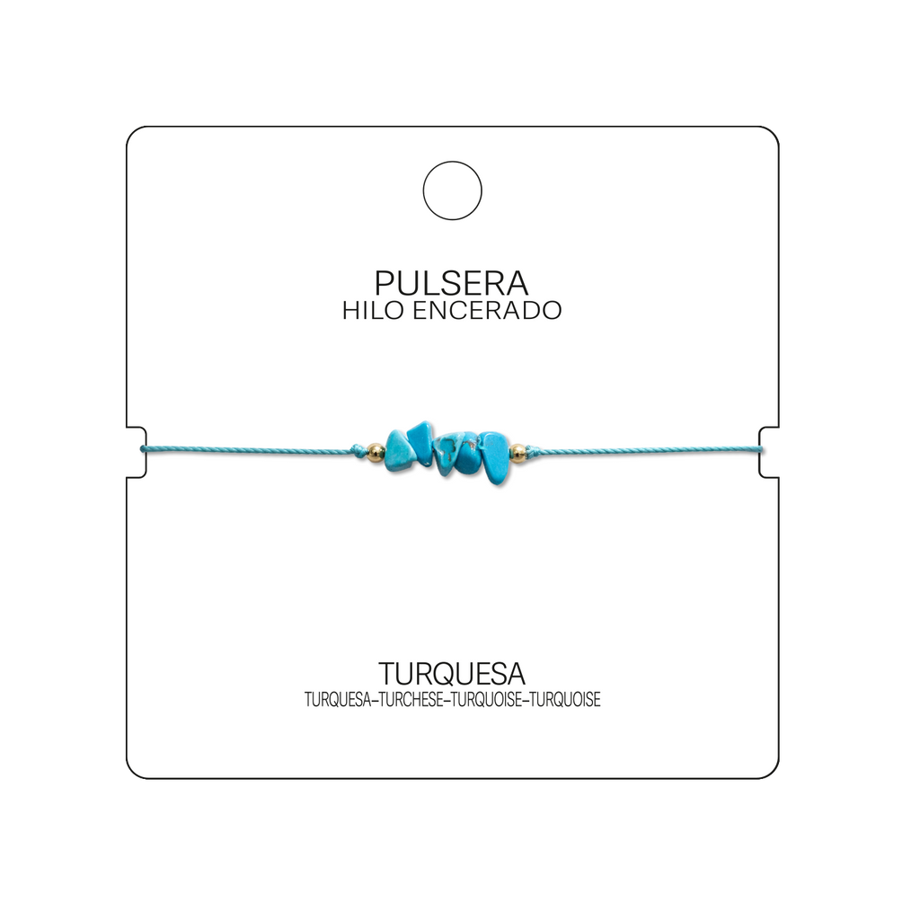 Pulsera Hilo encerado con Turquesa - Piedra en bruto cotigo