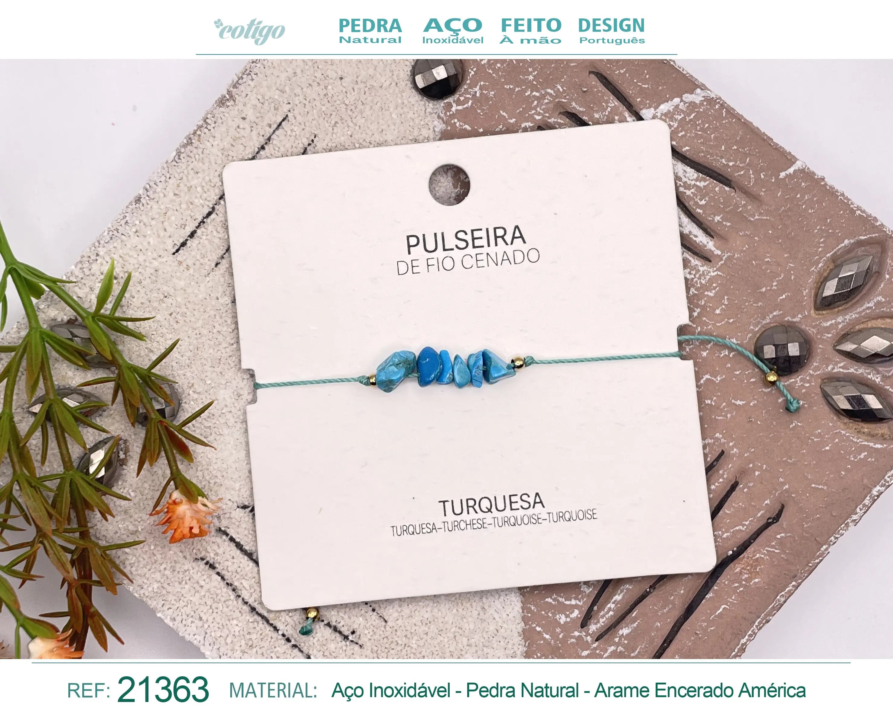 Pulsera Hilo encerado con Turquesa - cotigo