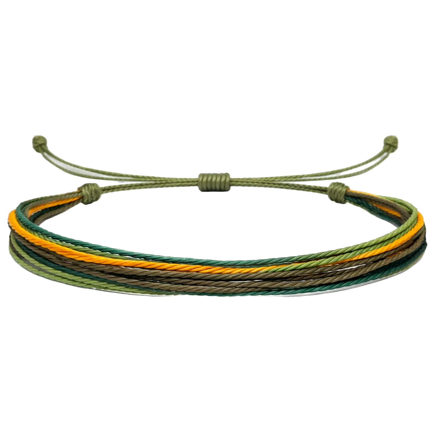 Oasis - Pulsera Surfista de Hilo Encerado - Verde, Turquesa y Oro