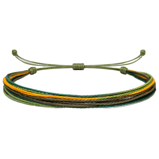 Oasis - Pulsera Surfista de Hilo Encerado - Verde, Turquesa y Oro