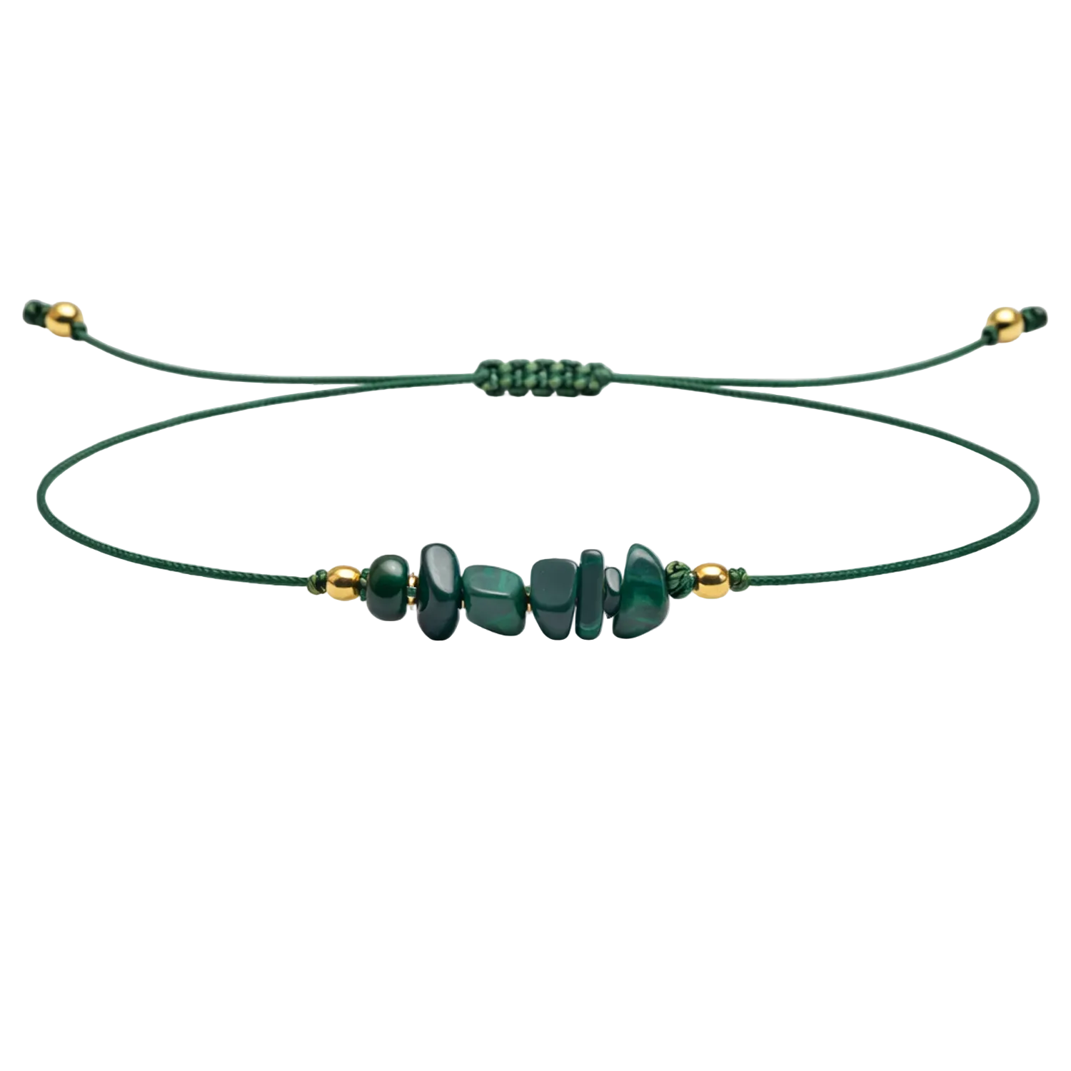 Pulsera Hilo encerado con Malaquita - Piedra en bruto cotigo