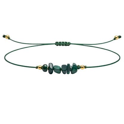 Pulsera Hilo encerado con Malaquita - Piedra en bruto
