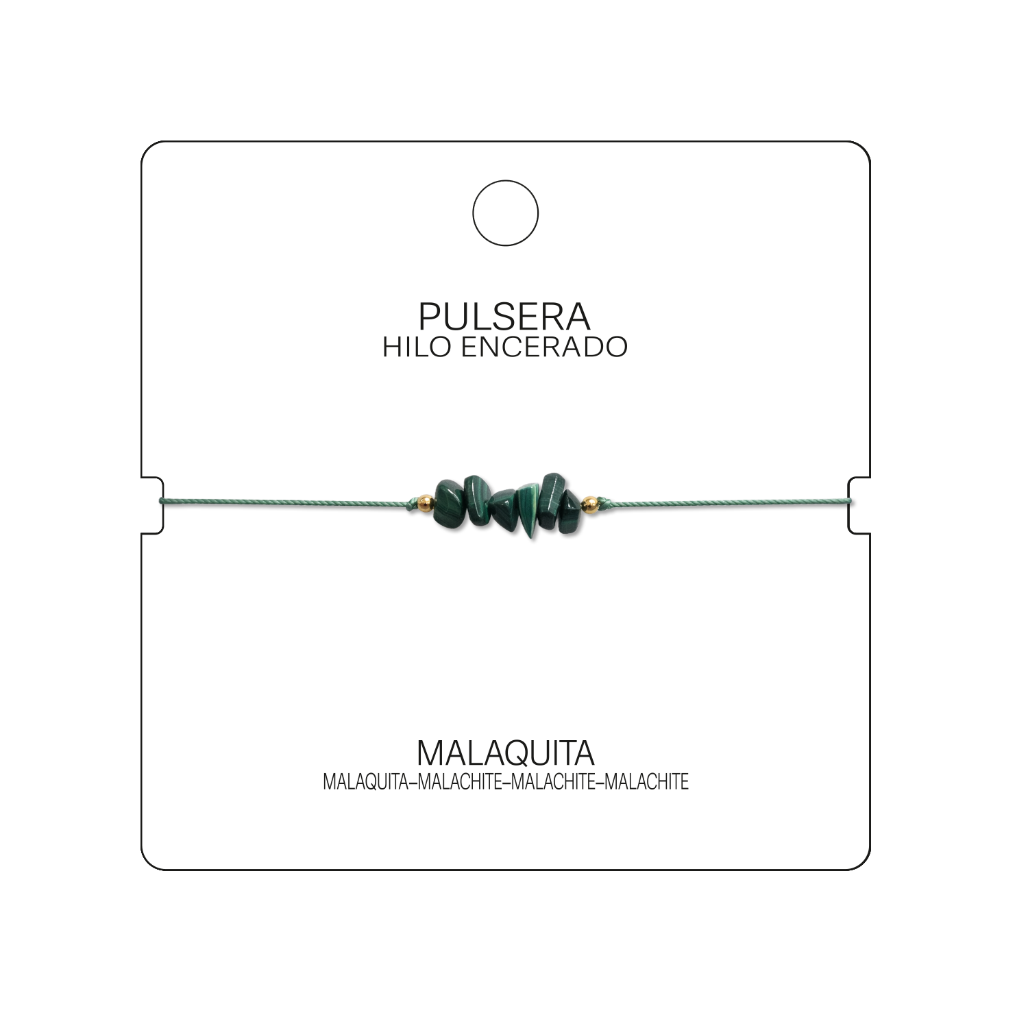 Pulsera Hilo encerado con Malaquita - Piedra en bruto cotigo