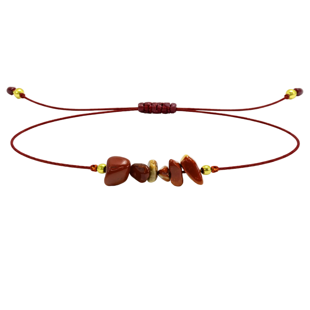 Pulsera Hilo encerado con Jaspe Rojo - Piedra en bruto cotigo
