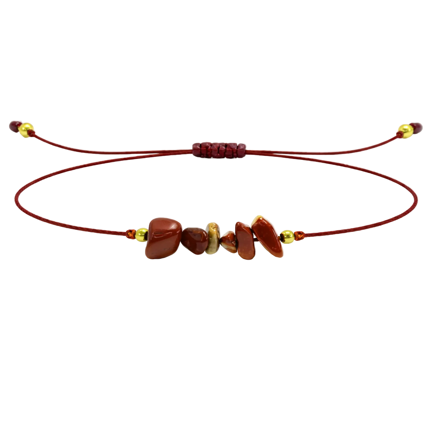 Pulsera Hilo encerado con Jaspe Rojo - Piedra en bruto