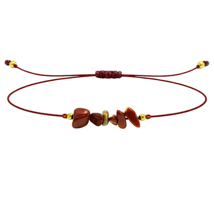 Pulsera Hilo encerado con Jaspe Rojo - Piedra en bruto