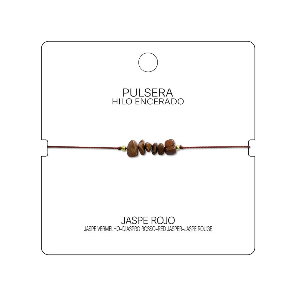 Pulsera Hilo encerado con Jaspe Rojo - Piedra en bruto cotigo