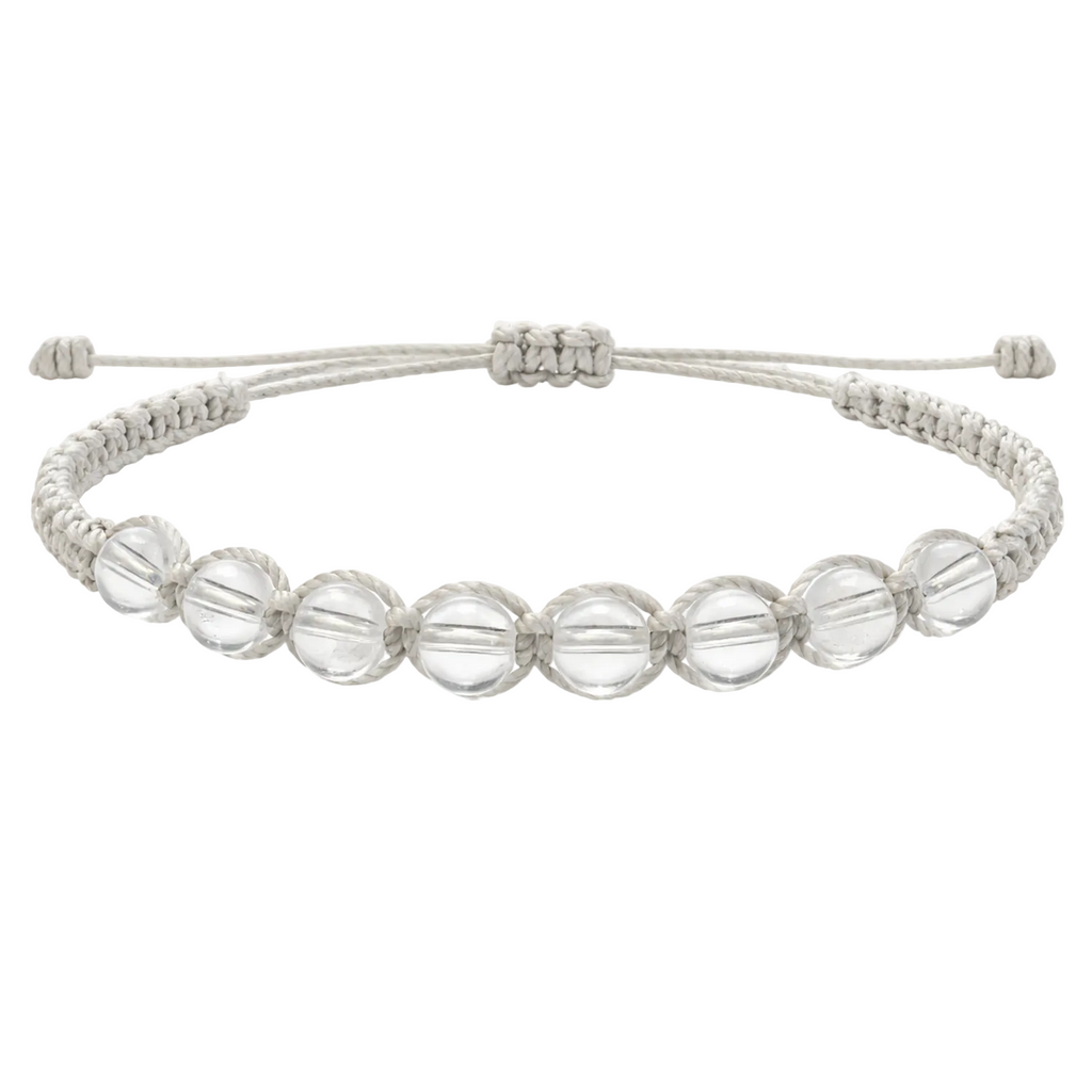 Pulsera Hilo encerado con Cuarzo Blanco - Cuentas de Piedras Naturales cotigo