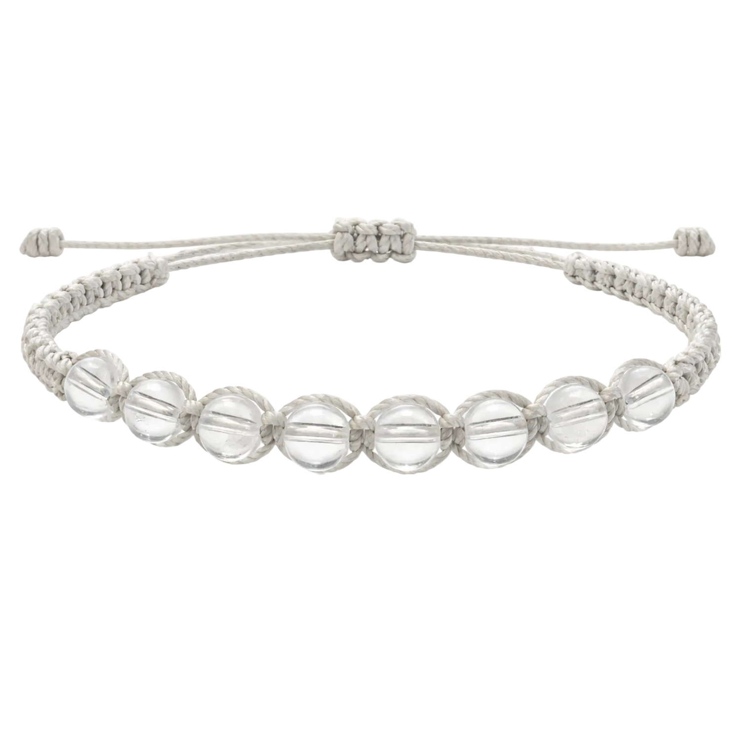 Pulsera Hilo encerado con Cuarzo Blanco - Cuentas de Piedras Naturales cotigo