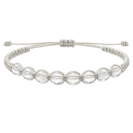 Pulsera Hilo encerado con Cuarzo Blanco - Cuentas de Piedras Naturales