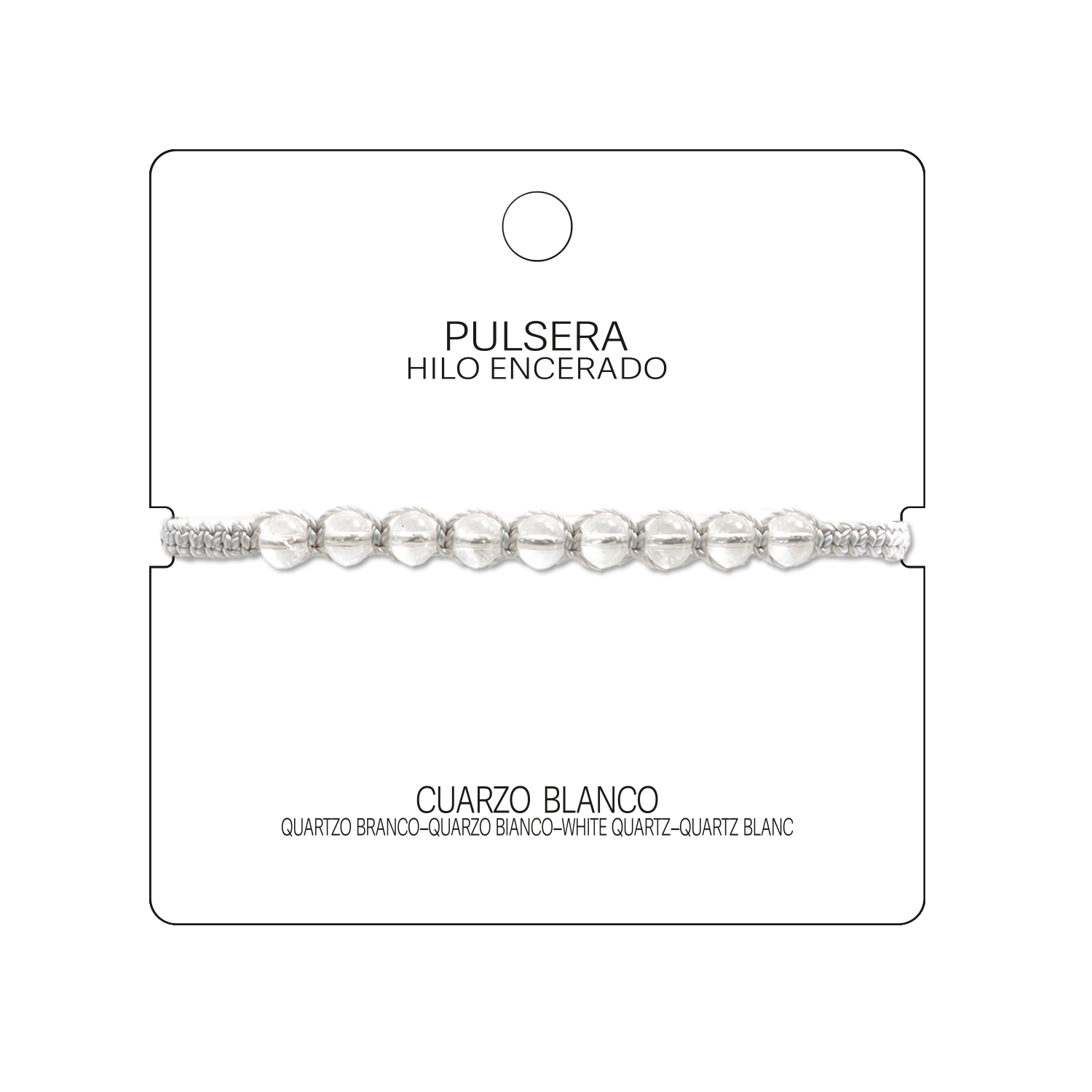 Pulsera Hilo encerado con Cuarzo Blanco - Cuentas de Piedras Naturales cotigo