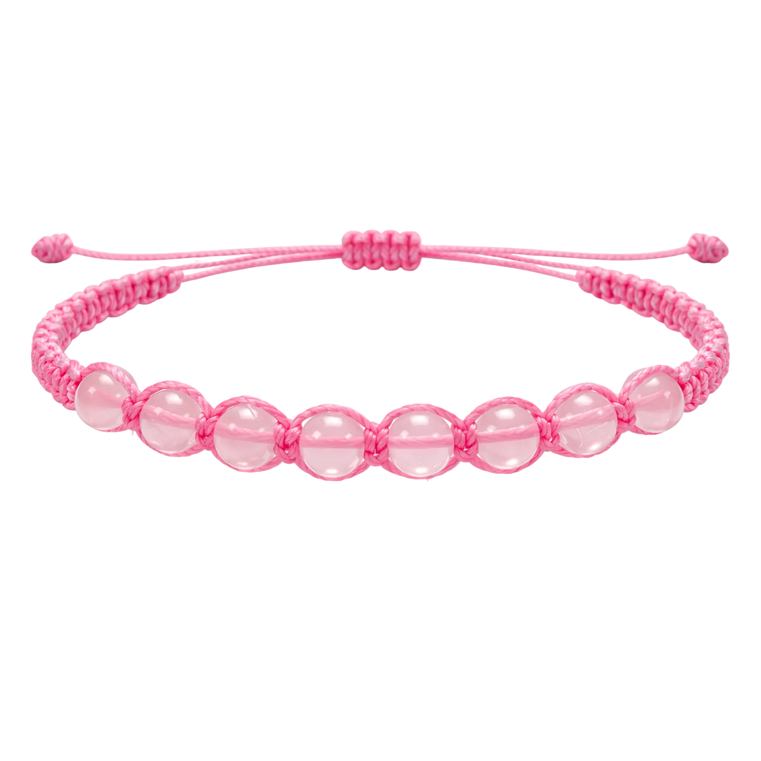 Pulsera Hilo encerado con Cuarzo Rosa - Cuentas de Piedras Naturales cotigo
