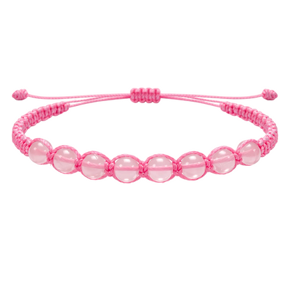 Pulsera Hilo encerado con Cuarzo Rosa - Cuentas de Piedras Naturales