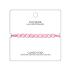 Pulsera Hilo encerado con Cuarzo Rosa - Cuentas de Piedras Naturales cotigo