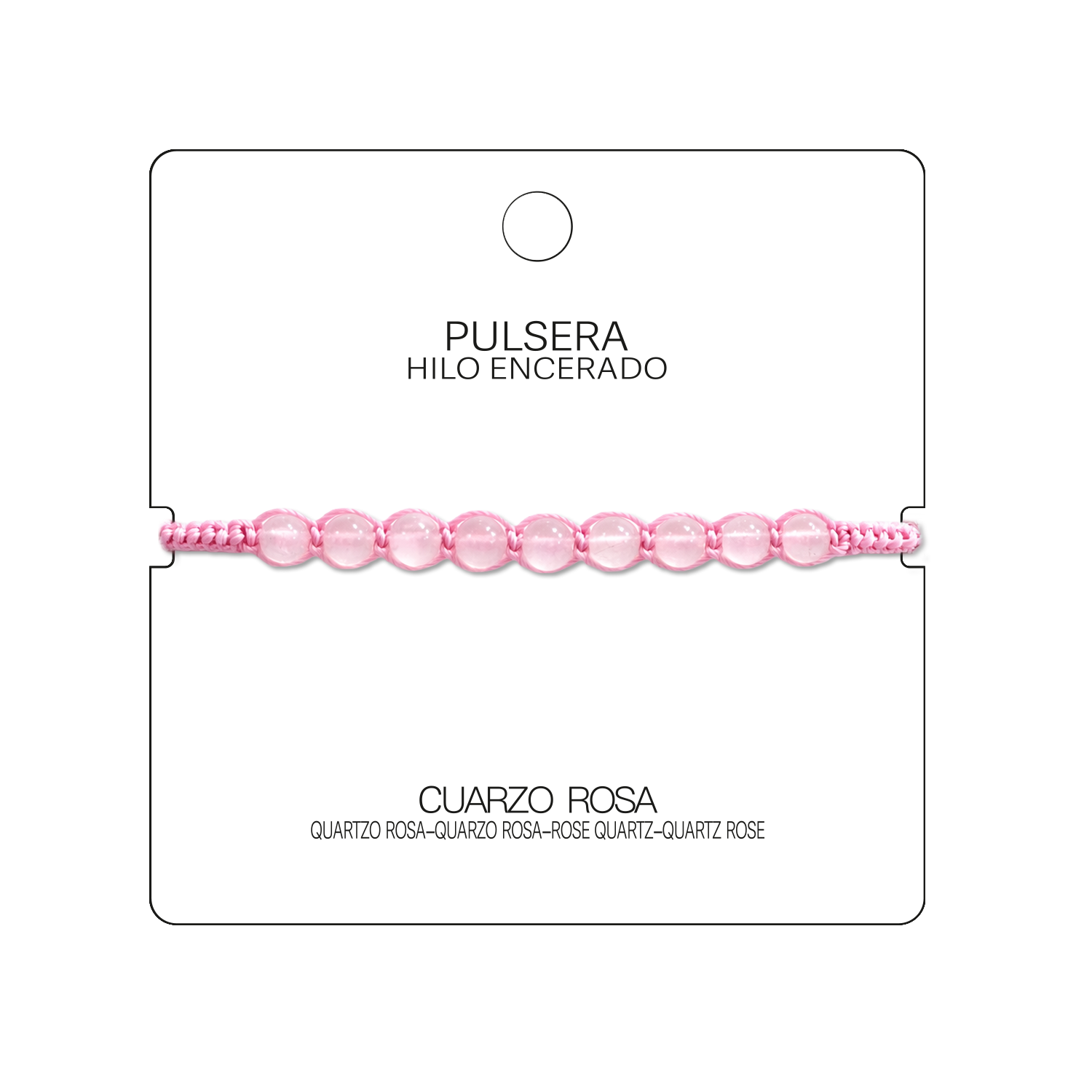 Pulsera Hilo encerado con Cuarzo Rosa - Cuentas de Piedras Naturales cotigo