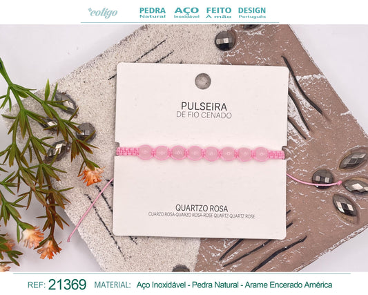 Pulsera Hilo encerado con Cuarzo rosa