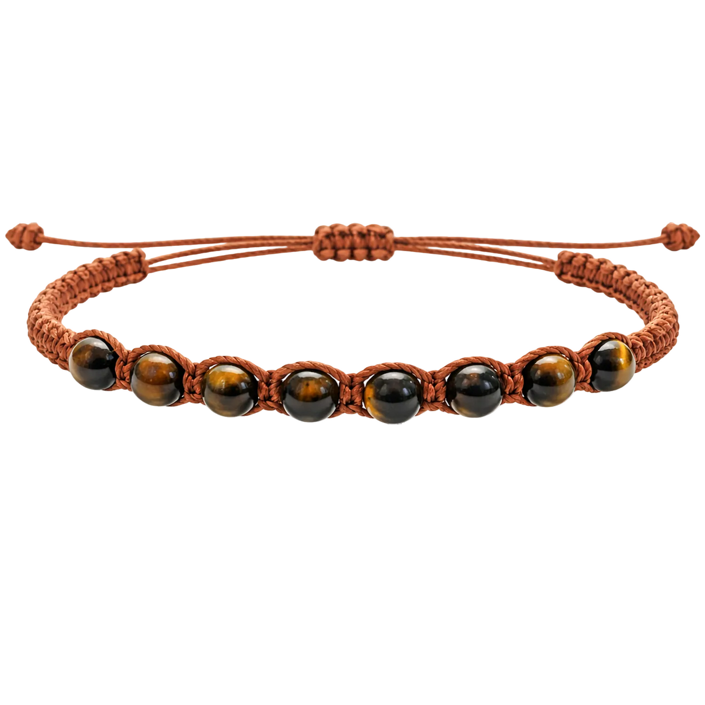 Pulsera Hilo encerado con Ojo de Tigre - Cuentas de Piedras Naturales