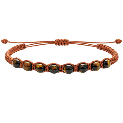 Pulsera Hilo encerado con Ojo de Tigre - Cuentas de Piedras Naturales