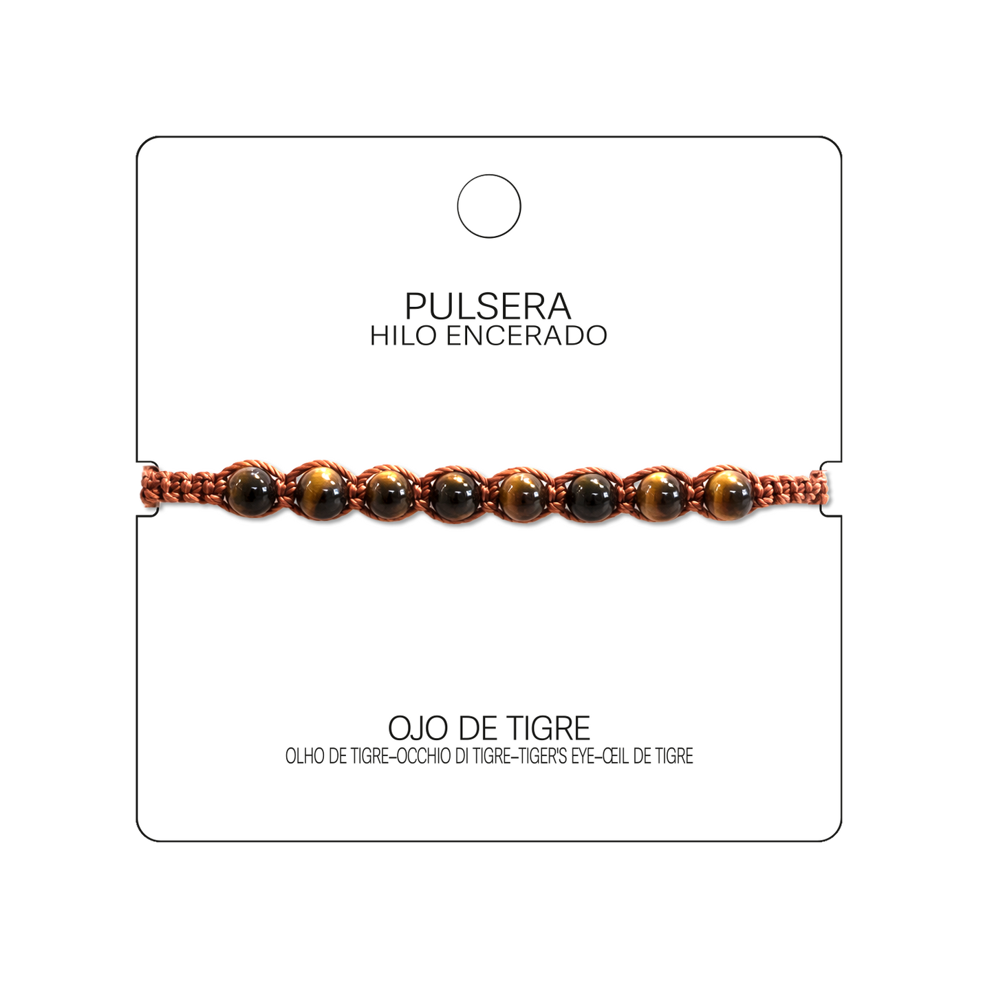 Pulsera Hilo encerado con Ojo de Tigre - Cuentas de Piedras Naturales
