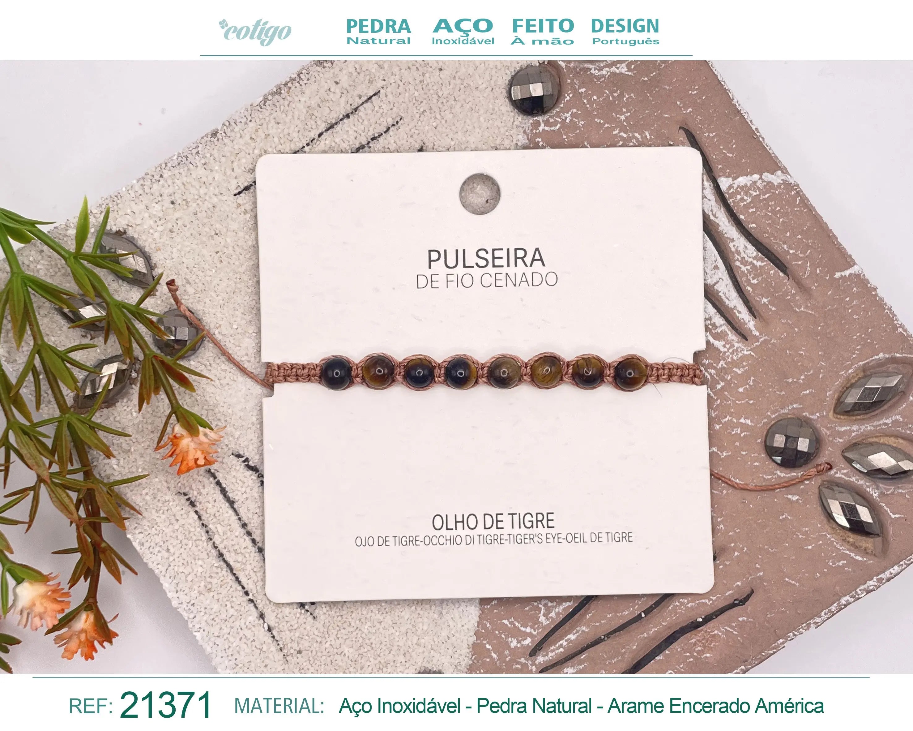 Pulsera Hilo encerado con Ojo de tigre - cotigo
