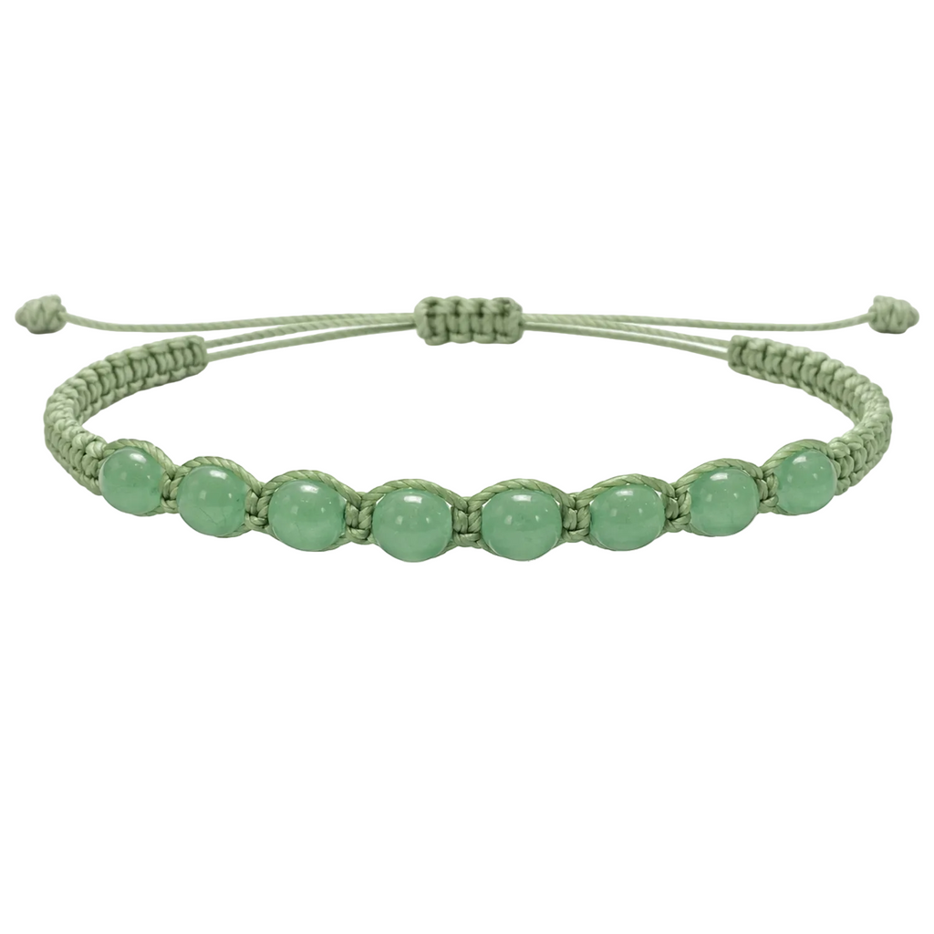 Pulsera Hilo encerado con Aventurina Verde - Cuentas de Piedras Naturales cotigo
